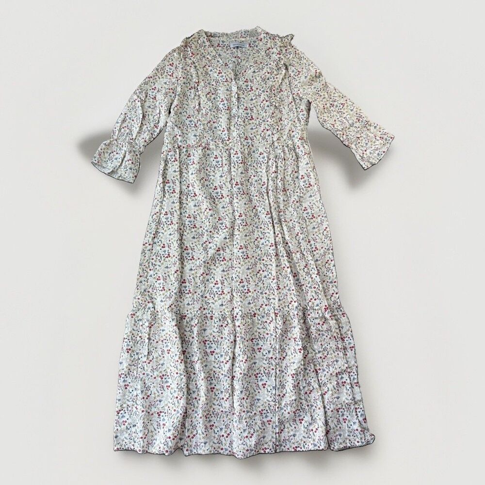 MISSLOOK Floral Botanical Maxi Dress Size L Long Sleeve Cottagecore Prairie